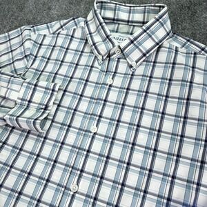Mizzen Main Leeward Shirt Mens Large Plaid Trim Fit Button Down Stretch USA Made